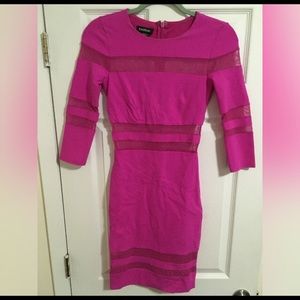 Bebe pink quarter 3/4 sleeve dress bodycon mesh